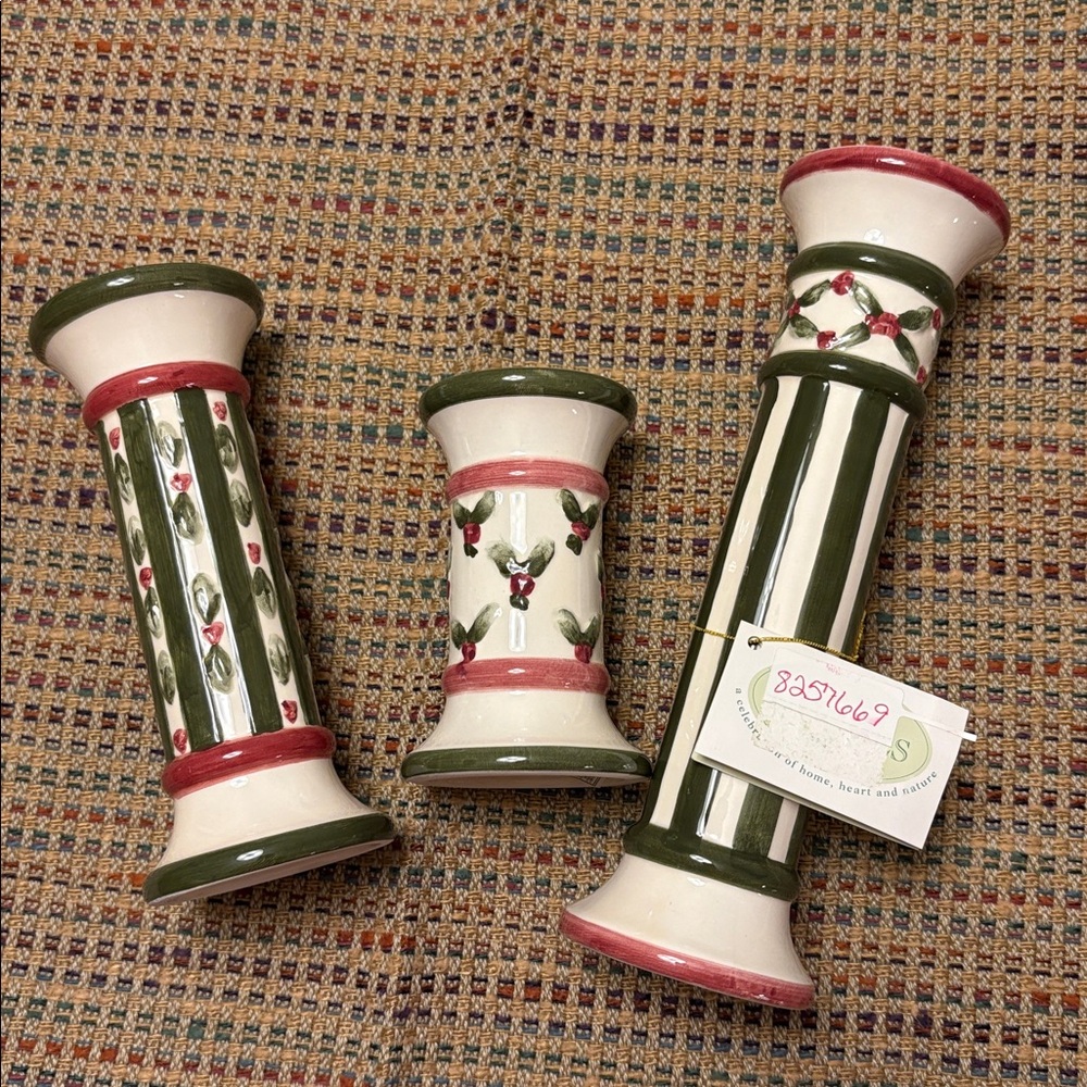 Enesco Ceramic Candlestick Trio NWT